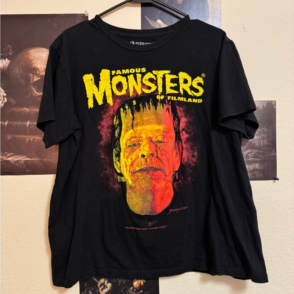 Frankenstien Famous Monsters Black Graphic T-Shirt